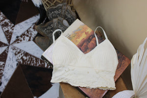 This image shows the Viola bralette in  Cream. 