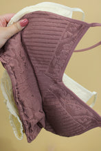 Load image into Gallery viewer, This image shows the Viola bralette in two available colors, Mauve and Cream. 
