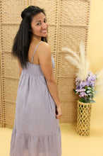 Load image into Gallery viewer, Models are wearing a lilac color midi dress.
