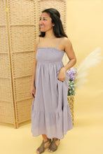Load image into Gallery viewer, Models are wearing a lilac color midi dress.

